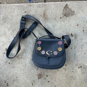 Coach Black Crossbody Bag with Floral Accents